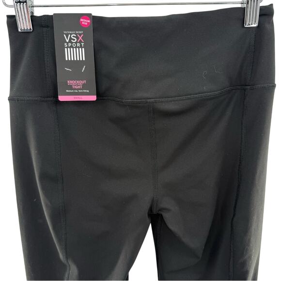NWT Victoria’s Secret Sport Knockout Tight Leggings Med Rise Solid Black Size S - Picture 5 of 10